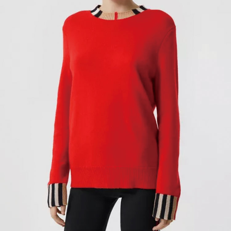 Cheap (W) 博柏利红色羊绒毛衣搭配经典条纹 8008937