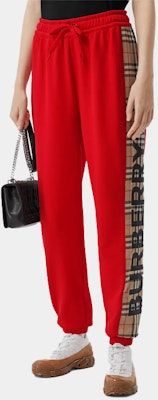 (W) 버버리 레드 체크 트림 코튼 조거 팬츠 80249551 Details for (W) 버버리 레드 체크 트림 코튼 조거 팬츠 80249551