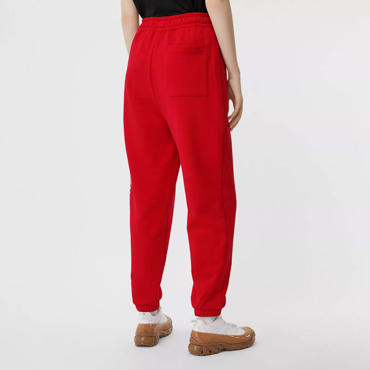 Sizing (W) 버버리 레드 체크 트림 코튼 조거 팬츠 80249551