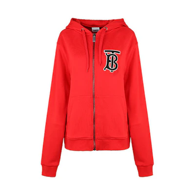 (Women) Burberry Red Letter Print Zip-Up Hoodie. 80211511