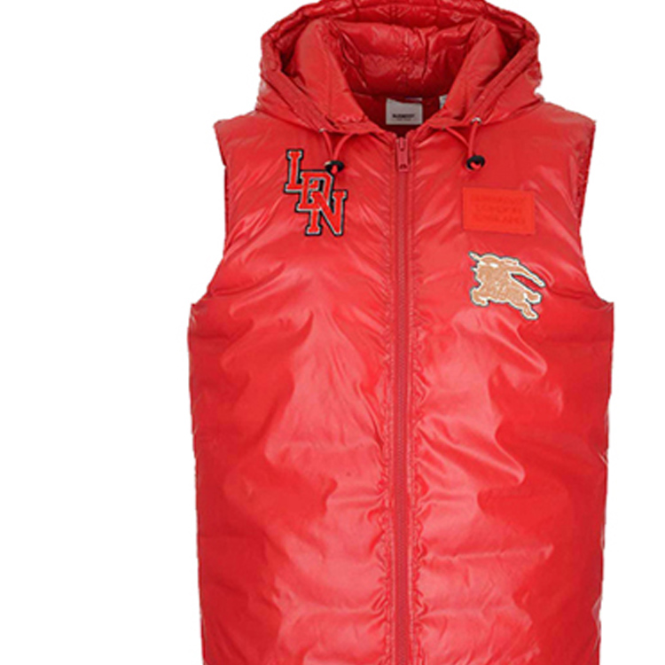 Sizing (W) バーバリー レッド ロゴ パッチ ジップ フード付き ダウン ベスト 80219671