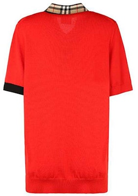 (W) Burberry 紅色短袖Polo衫搭配經典格紋領口裝飾 80238911 Lookbook (W) Burberry 紅色短袖Polo衫搭配經典格紋領口裝飾 80238911