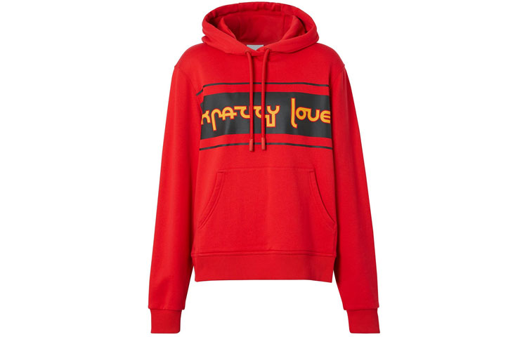 (Women) Burberry Red Slogan Print Long-Sleeve Hoodie 80361821 圖 2