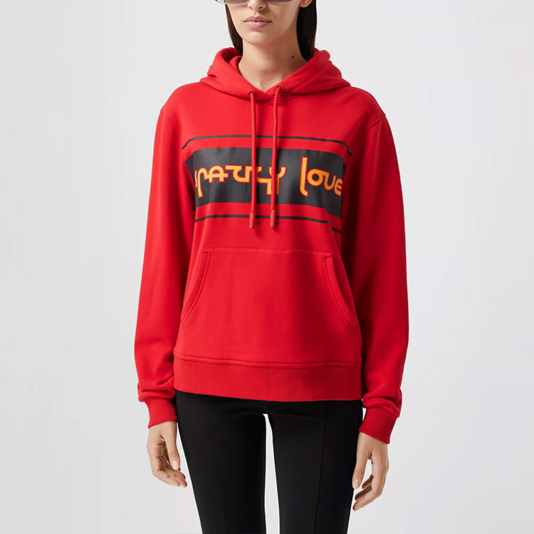 (Women) Burberry Red Slogan Print Long-Sleeve Hoodie 80361821 圖 4