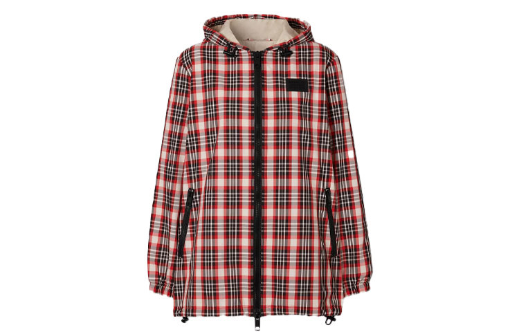 (Women) Burberry Red Tartan Nylon Puffer Jacket with Logo Embroidery 80361381