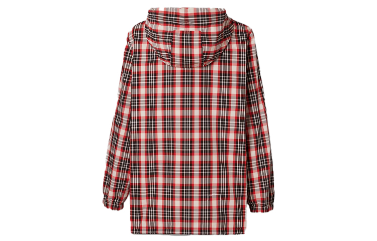 Lookbook (Women) Burberry Red Tartan Nylon Puffer Jacket with Logo Embroidery 80361381