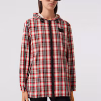 Shop (W) 博柏利红色苏格兰格纹尼龙绗缝夹克带标志刺绣 80361381