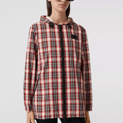 (Women) Burberry Red Tartan Nylon Puffer Jacket with Logo Embroidery 80361381 Shop (Women) Burberry Red Tartan Nylon Puffer Jacket with Logo Embroidery 80361381