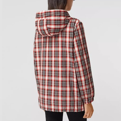 (Women) Burberry Red Tartan Nylon Puffer Jacket with Logo Embroidery 80361381 Purchase (Women) Burberry Red Tartan Nylon Puffer Jacket with Logo Embroidery 80361381