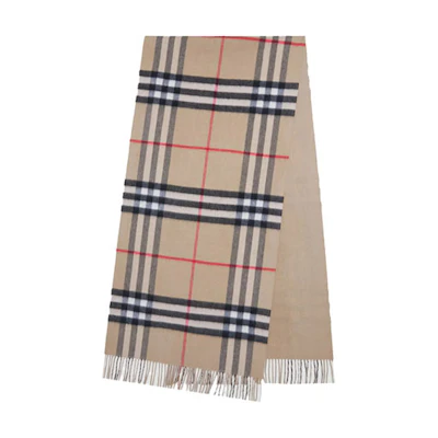(Women) Burberry Reversible Check Cashmere Scarf Beige 8045332