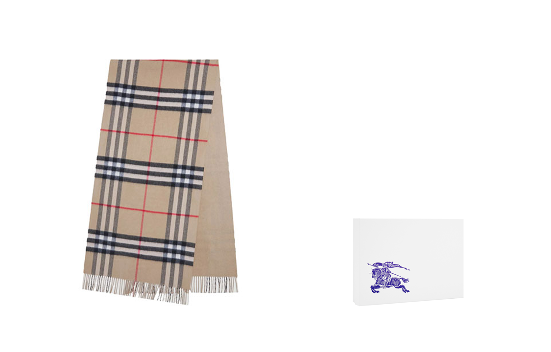 (Women) Burberry Reversible Check Cashmere Scarf Beige 8045332 圖 8