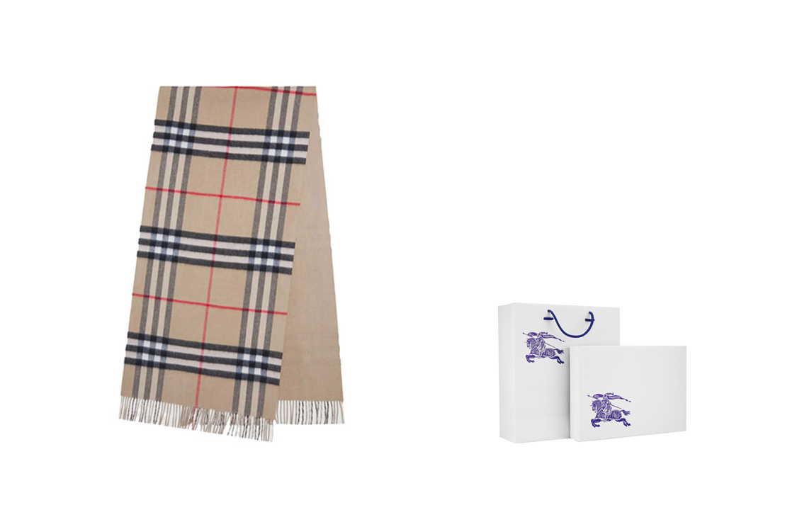 (Women) Burberry Reversible Check Cashmere Scarf Beige 8045332 圖 10
