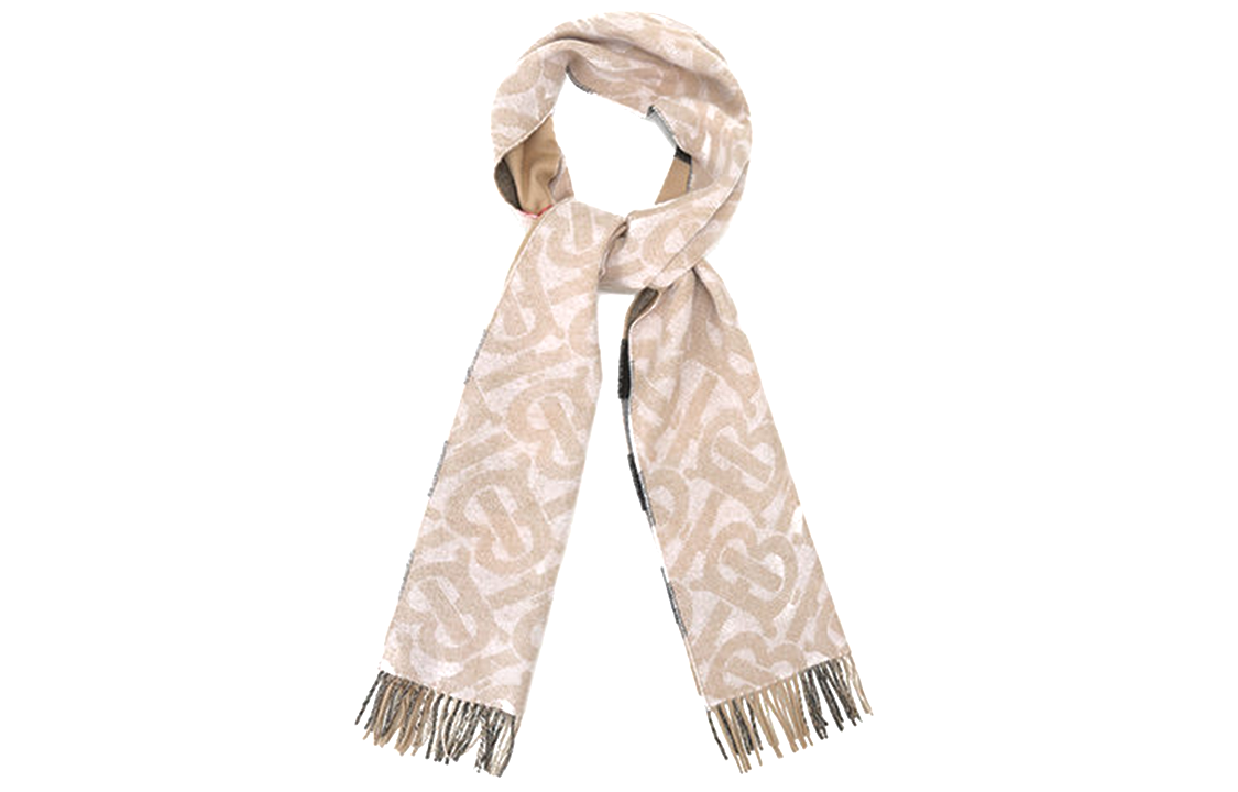 (Women) Burberry Reversible Check Cashmere Scarf in Snowflake White. 80437311 圖 3