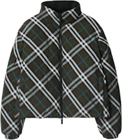 (Women) Burberry Reversible Check Nylon Puffer Jacket Green Down-Filled Coat. 80961311 (Women) Burberry Reversible Check Nylon Puffer Jacket Green Down-Filled Coat. 80961311