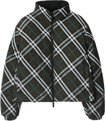 (Women) Burberry Reversible Check Nylon Puffer Jacket Green Down-Filled Coat. 80961311 Order (Women) Burberry Reversible Check Nylon Puffer Jacket Green Down-Filled Coat. 80961311