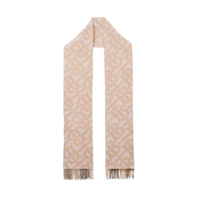 (Women) Burberry Reversible Check Scarf with Tassels Pink Wool Scarf. 80574641