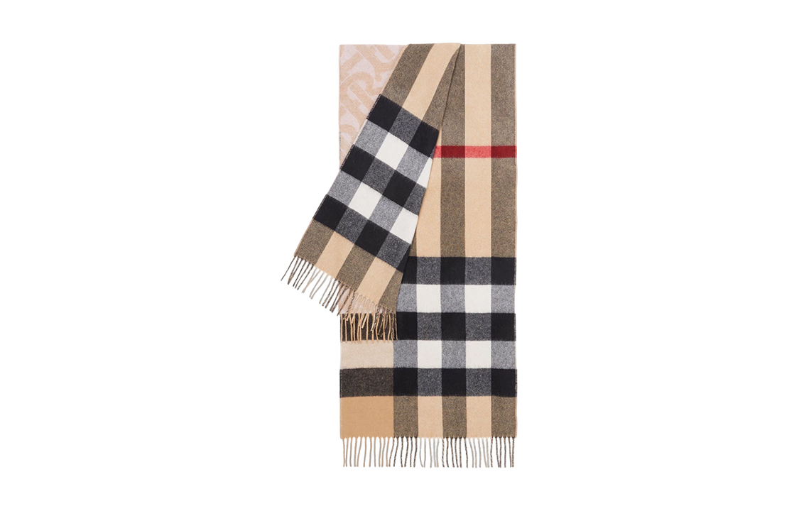 (Women) Burberry Reversible Check Scarf with Tassels Pink  Wool Scarf. 80574641 圖 4