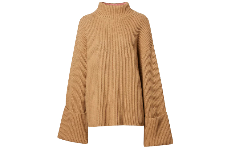 (Women) Burberry Ribbed Cotton-Cashmere Knit Sweater Camel Color 80391731