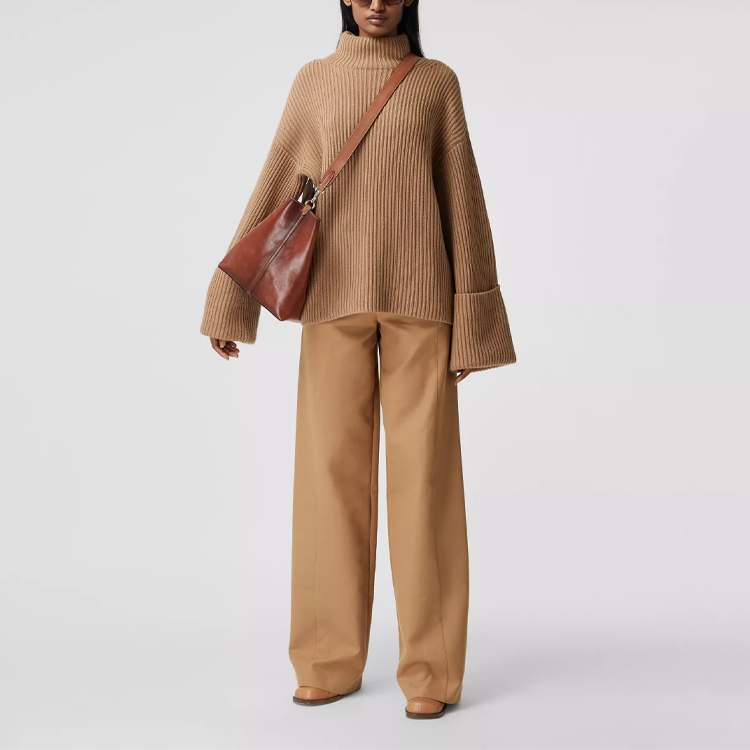 (Women) Burberry Ribbed Cotton-Cashmere Knit Sweater Camel Color 80391731 圖 3