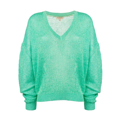 (Women) Burberry Ribbed Knit V-Neck Sweater Light Green 80036401