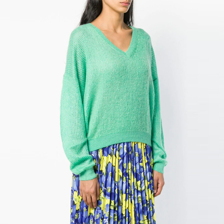 (Women) Burberry Ribbed Knit V-Neck Sweater Light Green 80036401 圖 3