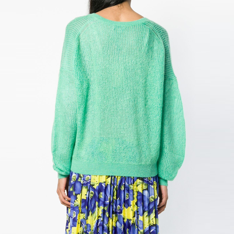 (Women) Burberry Ribbed Knit V-Neck Sweater Light Green 80036401 圖 4