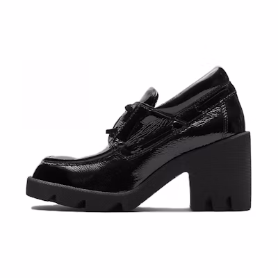 (W) Burberry Round Toe Slip-On 'Black Chunky Heel'