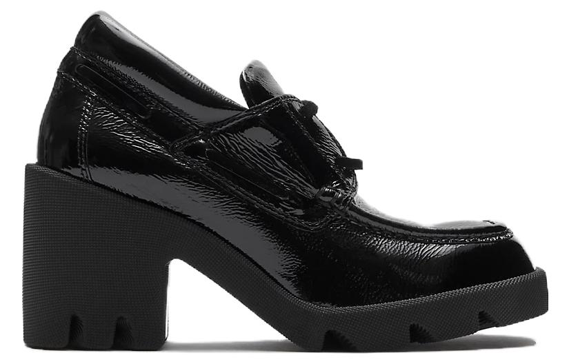 Order (Women) Burberry Round Toe Slip-On 'Black Chunky Heel' 80747291