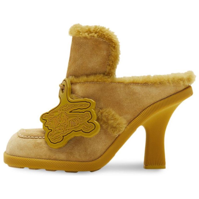 Buy (W) 博柏利圆头无跟拖鞋“黄色9厘米” 80773891