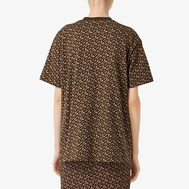(Women) Burberry Saddle Brown Striped Print Loose Cotton Short-Sleeve T-Shirt 8018433 圖 5