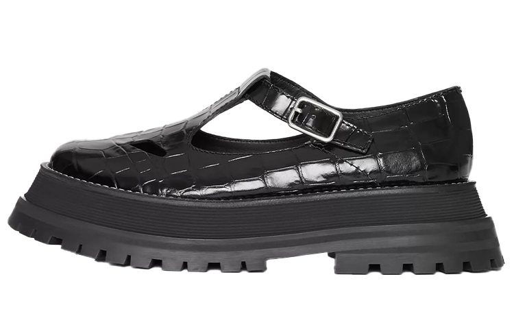 (W) Burberry Sandal 'Classic British Collegiate Crocodile Pattern Black'