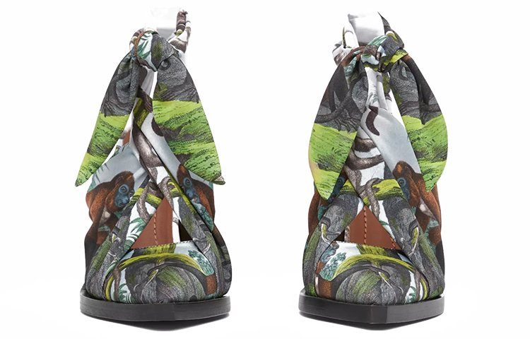 (W) Burberry Scarf Lace High Heels 'Monkey Print Green' 圖 2