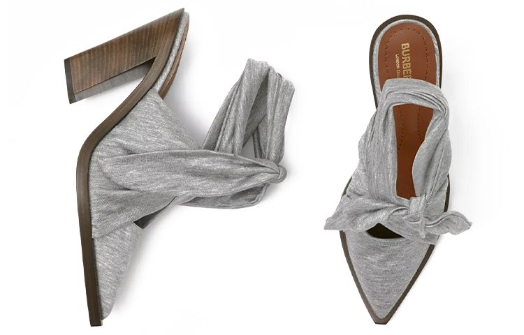 (W) Burberry Scarf Lace Pointed-Toe High Heels 'Grey' 圖 4