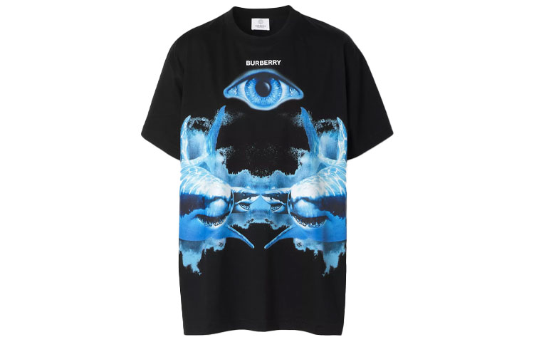 (Women) Burberry Shark Print Cotton T-Shirt Black 80405401 圖 2