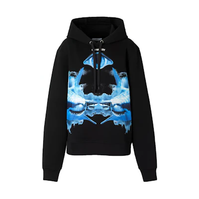 (Women) Burberry Shark Print Loose Fit Black Hoodie. 80407861