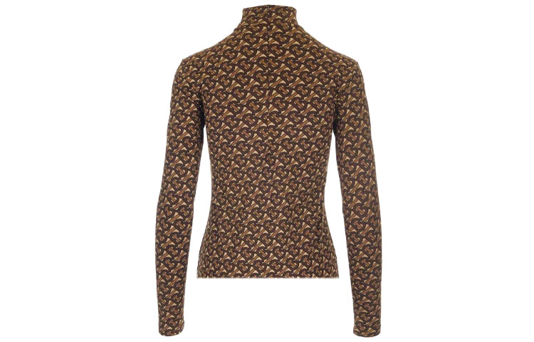 (Women) Burberry Signature Print High-Neck Sweater Brown 80252331