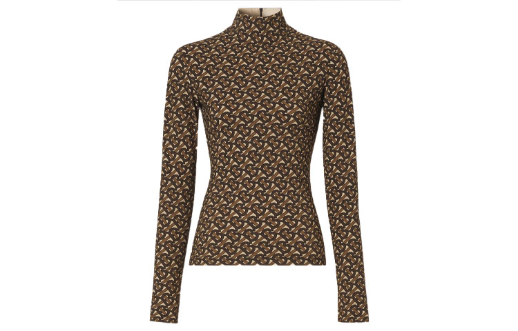 Lookbook (W) 博柏利经典印花高领毛衣棕色 80252331