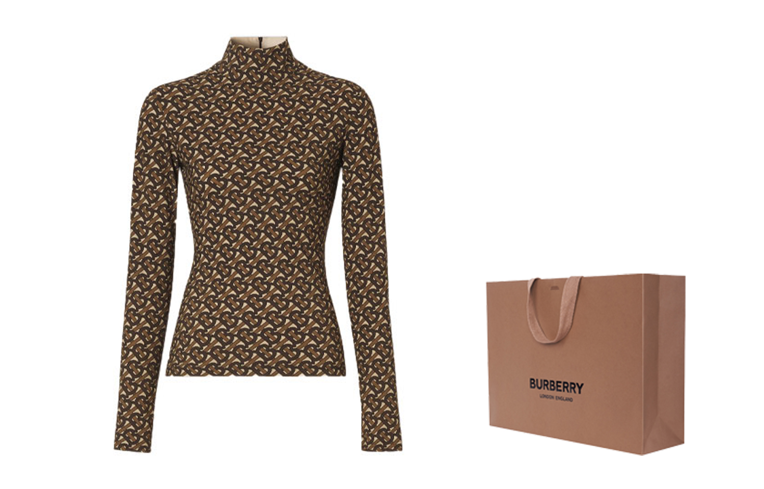 Cheap (W) 博柏利经典印花高领毛衣棕色 80252331