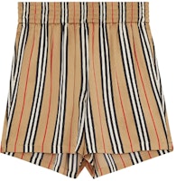 (Women) Burberry Signature Stripe Silk Shorts in Archive Beige 8014286 (Women) Burberry Signature Stripe Silk Shorts in Archive Beige 8014286