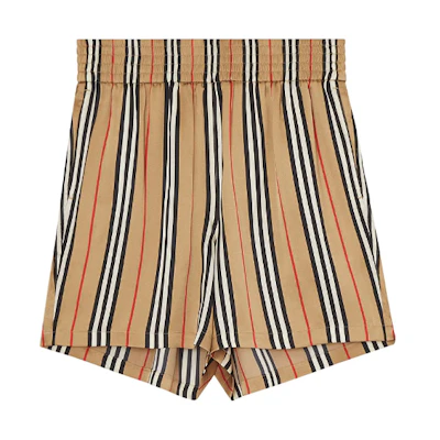 (Women) Burberry Signature Stripe Silk Shorts in Archive Beige 8014286