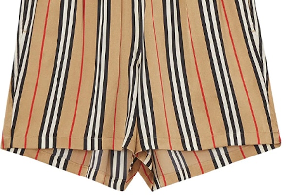 (Women) Burberry Signature Stripe Silk Shorts in Archive Beige 8014286 Sizing (Women) Burberry Signature Stripe Silk Shorts in Archive Beige 8014286