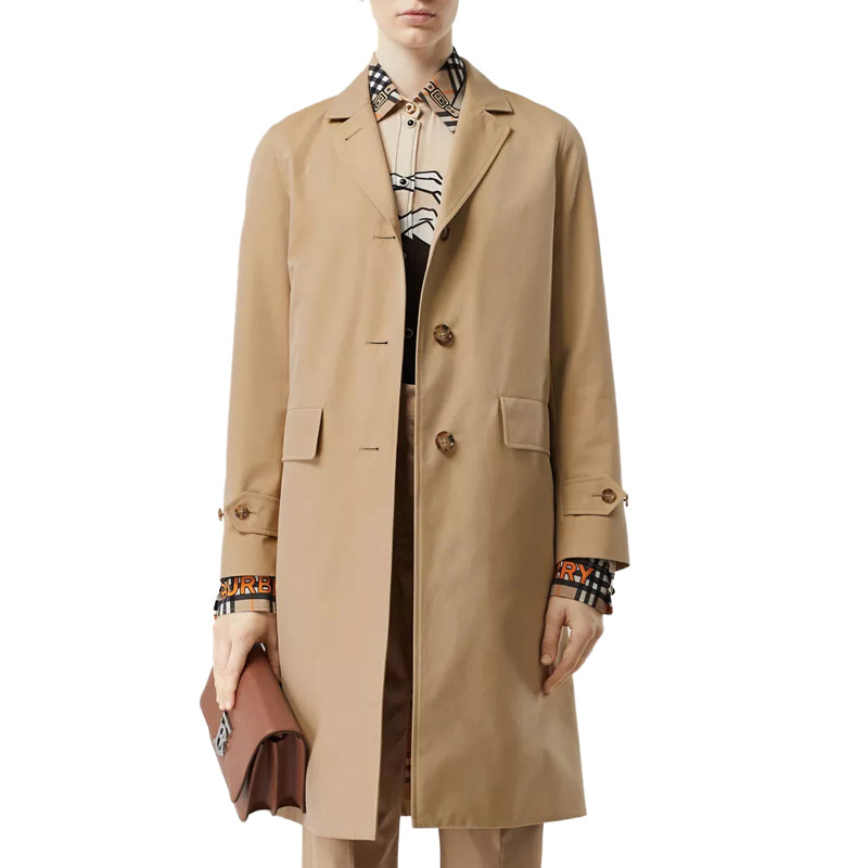 (Women) Burberry Single-Breasted Long Cotton Coat in Camel. 80154851 圖 3