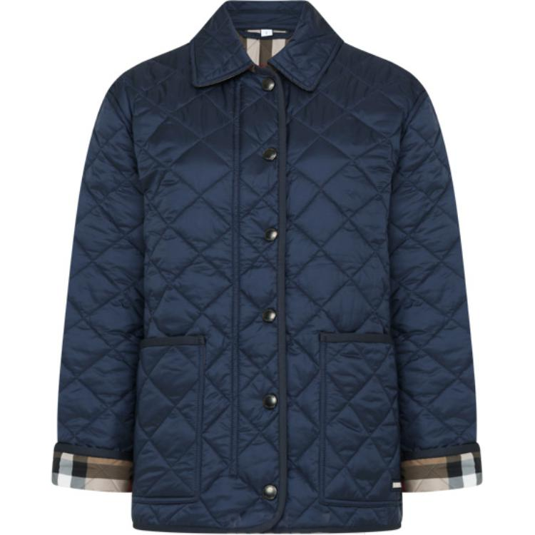 (Women) Burberry Single-Breasted Navy Blue Long-Sleeve Jacket 80841981