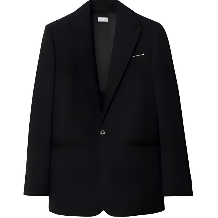 (Women) Burberry Single-Button Long Sleeve Black Jacket 80772211