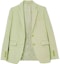 Lookbook (Women) Burberry Slim Fit Buttoned Linen Blazer SS21 Mist Green. 80417351