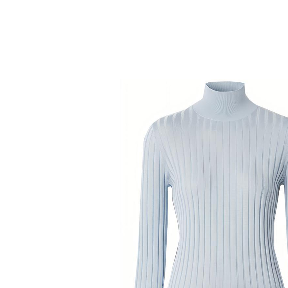 Details for (W) バーバリー スリムフィット シルク タートルネック セーター モノグラム ライトブルー 80447231