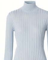 (W) Burberry Slim Fit Turtleneck Sutra Monogram Biru Muda. 80447231 Details for (W) Burberry Slim Fit Turtleneck Sutra Monogram Biru Muda. 80447231