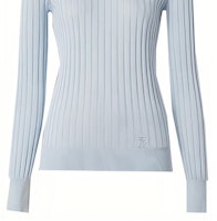 (W) Burberry Slim Fit Turtleneck Sutra Monogram Biru Muda. 80447231 Sizing (W) Burberry Slim Fit Turtleneck Sutra Monogram Biru Muda. 80447231