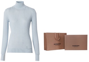 (W) Burberry Slim Fit Turtleneck Sutra Monogram Biru Muda. 80447231 1