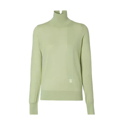 (Women) Burberry Slim Fit Turtleneck Sweater Long Sleeve Mist Green. 80433821